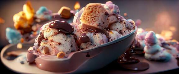 Obraz na płótnie Canvas closeup of cookie and cream flavor of ice cream , illustation