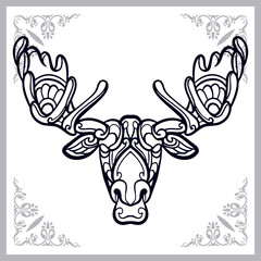 Moose zentangle arts isolated on white background
