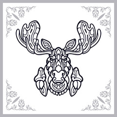 Moose zentangle arts isolated on white background