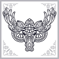 Moose zentangle arts isolated on white background
