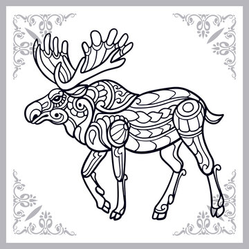 Moose zentangle arts isolated on white background