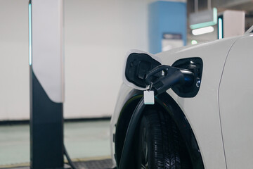 electric car charging in the station