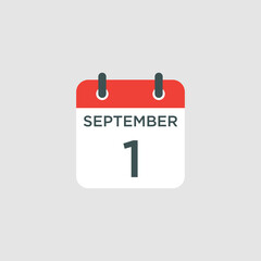 calendar - September 1 icon illustration isolated vector sign symbol