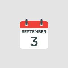 calendar - September 3 icon illustration isolated vector sign symbol