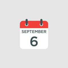 calendar - September 6 icon illustration isolated vector sign symbol