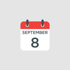 calendar - September 8 icon illustration isolated vector sign symbol
