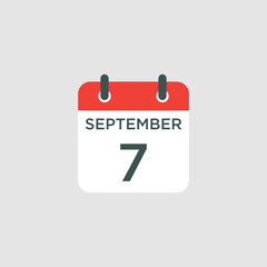 calendar - September 7 icon illustration isolated vector sign symbol
