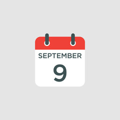 calendar - September 9 icon illustration isolated vector sign symbol