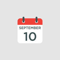 calendar - September 10 icon illustration isolated vector sign symbol
