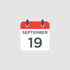 calendar - September 19 icon illustration isolated vector sign symbol