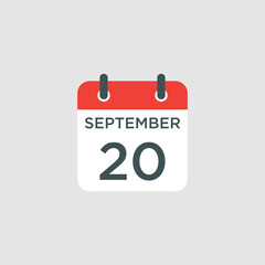 calendar - September 20 icon illustration isolated vector sign symbol