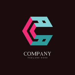 Hexagon Letter C A Logo in 3D illusion style. Beautiful initial logo design for company or personal branding. EPS8.
