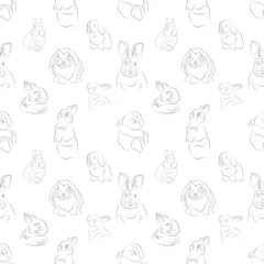 Foto op Plexiglas Cute little rabbit, bunny, line art, one line art, pattern © Diana