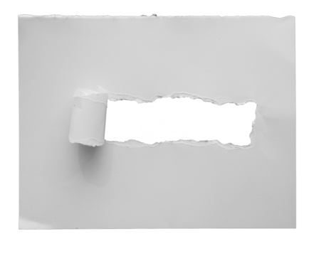 torn paper with the curled ripped sides. a round black hole of torn on the white paper. realistic torn paper with the ripped edges for copy space and text.