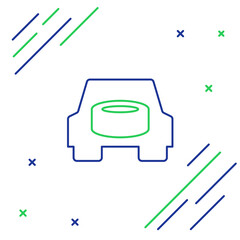 Line Spare wheel in the car icon isolated on white background. Process of replacing the wheel. Storage location of the spare wheel in the trunk. Colorful outline concept. Vector