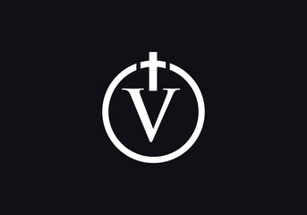 Christian Church logo and symbol design with the letter V