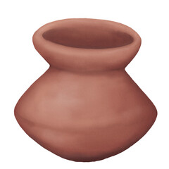 Illustration in Watercolor styles of Ancient Pottery in the Shape of a Vase 