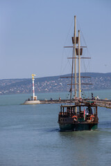 Ship on Lake Balaton in the town of Siofok