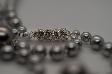 Jewelry for the neck for a woman - pearls and chicory in silver color