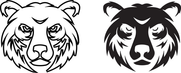 Vector illustration, head of a tiger head face on a white background