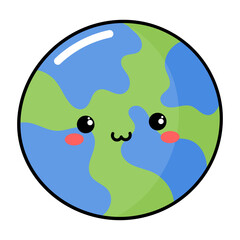 kawaii Planet Earth icon.