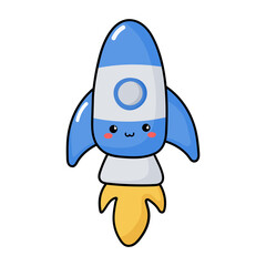 kawaii Start Up Concept Roket Ship icon.