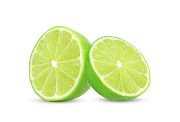 Fototapeta na wymiar Slices of lime fruit isolated on white background.