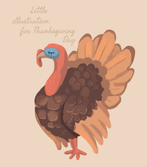 illustration with turkey with rough hand-drawn texture