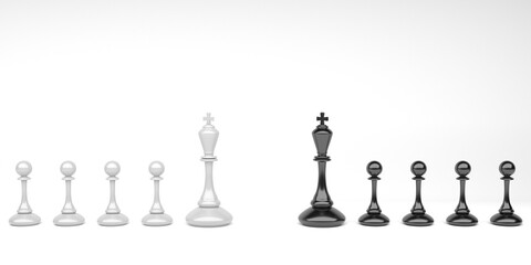 Chess king winning business concept of leadership. Strategy game. 3d rendering