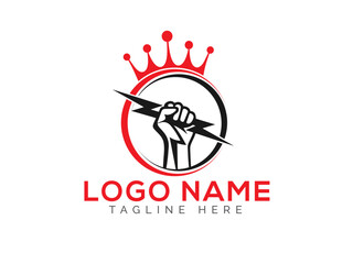 Hand power vector logo design. Power logo. Fist hand power logo. Fist male hand vector