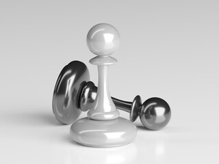 Winning chess pawn concept. Beat Competitors. Think different concept