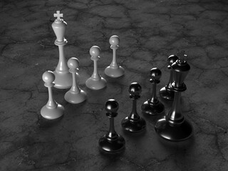 Chess king winning business concept of leadership. Strategy game. 3d rendering