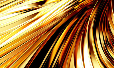 Gold metal background with waves and lines