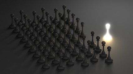 Obraz premium Winning chess pawn concept. Beat Competitors. Think different concept