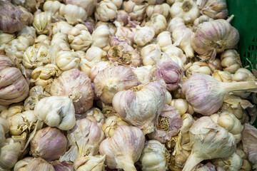 garlic in a box on the counter, food for customers