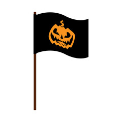 Halloween waving flag icon. Color silhouette. Front side view. Vector simple flat graphic illustration. Isolated object on a white background. Isolate.