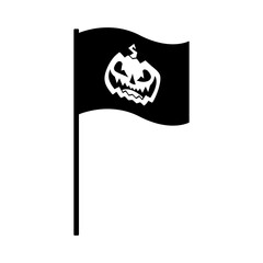 Halloween waving flag icon. Black silhouette. Front side view. Vector simple flat graphic illustration. Isolated object on a white background. Isolate.