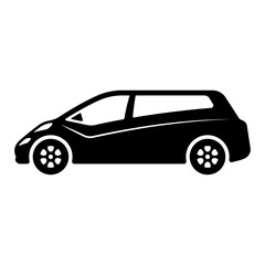 Fototapeta na wymiar Car icon. Minivan. Black silhouette. Side view. Vector simple flat graphic illustration. Isolated object on a white background. Isolate.