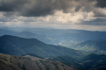 Obraz na płótnie Canvas Beautiful summer mountain landscape, green hills of Kopaonik in Serbia. Travel to Balkans