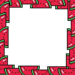Square watermelon pixel art frame design
