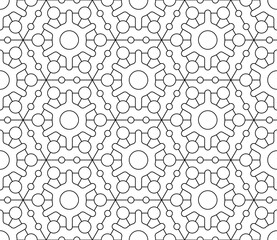 Black and white seamless vector illustrations. Coloring page, colouring  book for adults and children. Line pattern design. Decorative abstract geometric linear background. Easy to edit color and line