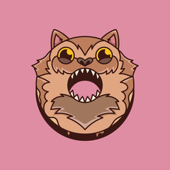 Halloween Werewolf Donut theme illustration