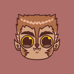 Halloween head Werewolf cute illustration