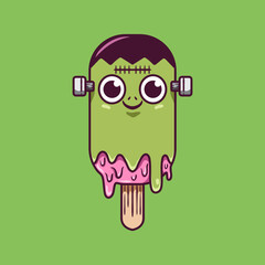 Halloween Frankenstein Ice Cream illustration 