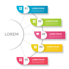 simple circle infographics with five color modern title bar 