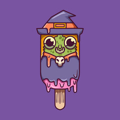 Halloween Witch Ice Cream illustration