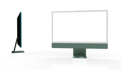 Computer display with blank white screen 3d