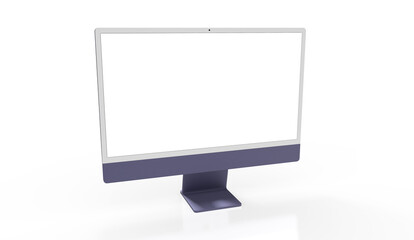 Realistic flat screen computer monitor 3de style mockup with blank screen isolated 3d