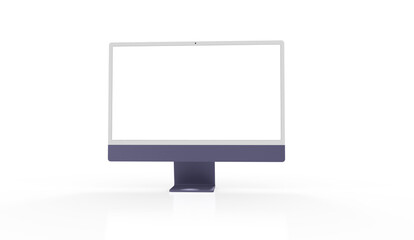 Computer display with blank white screen 3d