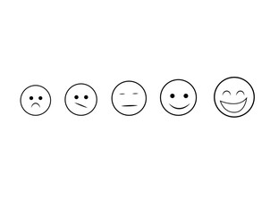 different types of smile emojis line drawing isolated on white background - vector illustration